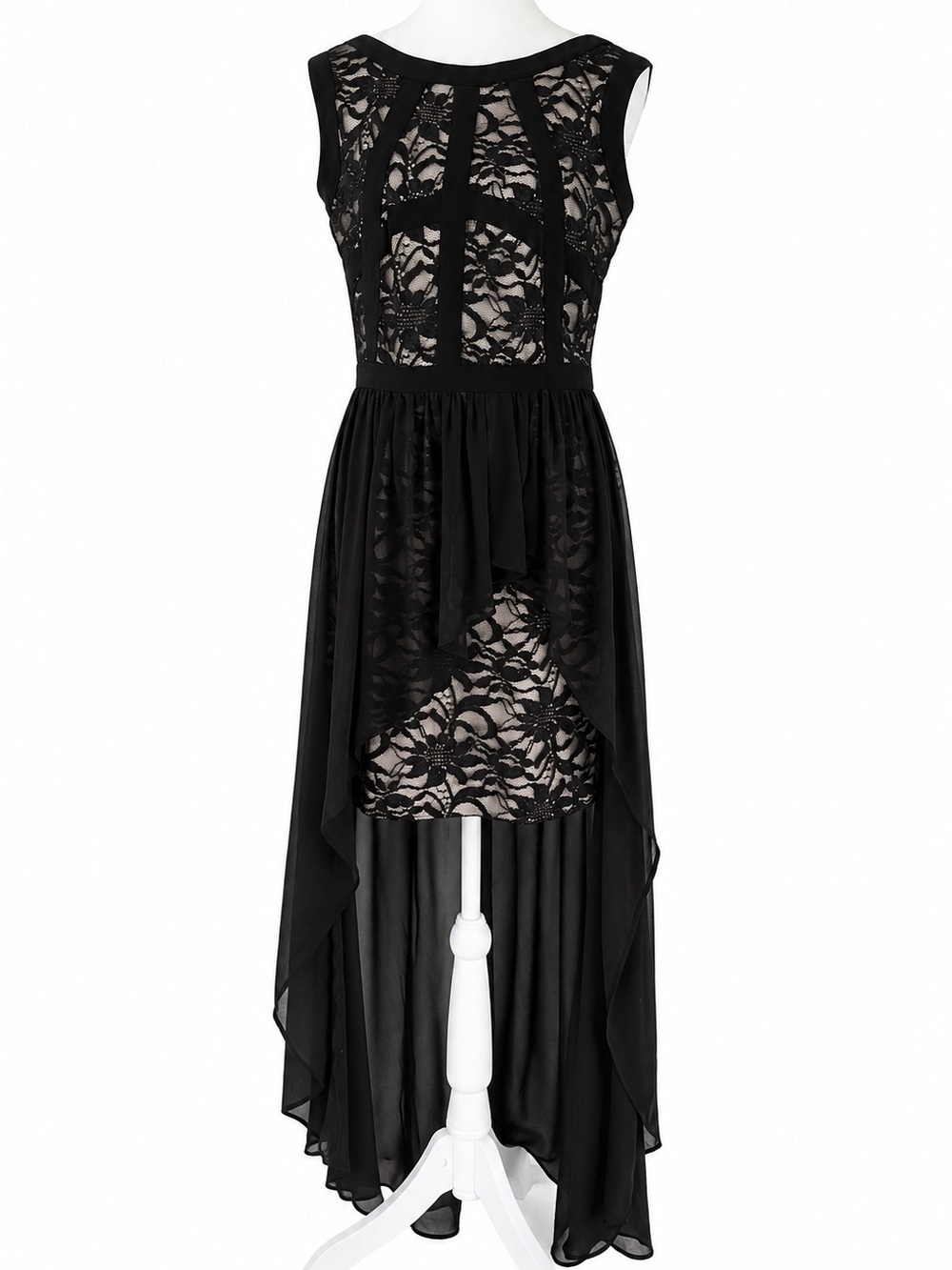 Nightway Size 10 Black Lace Hi-Lo Dress Whimsigoth Fairy Cocktail Sleeveless